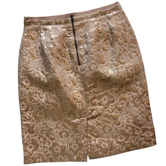 Loft Cream/Gold Mini Pencil Skirt Zipper Detailed Floral Fabric - Picture 3 of 5